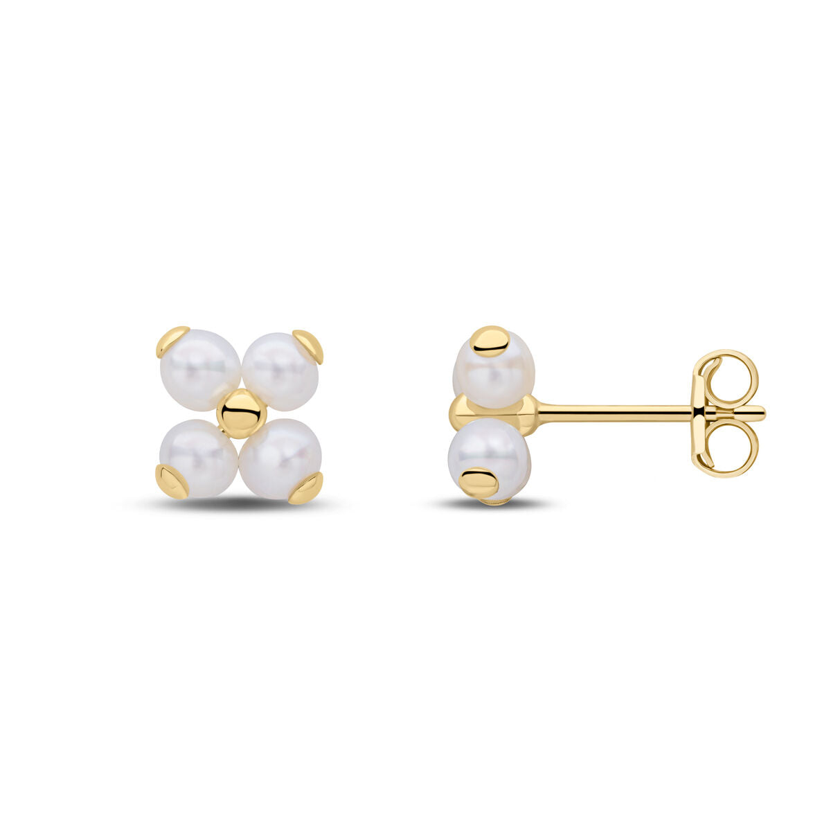 9ct Gold Cultured Freshwater Pearl Cluster Stud Earrings