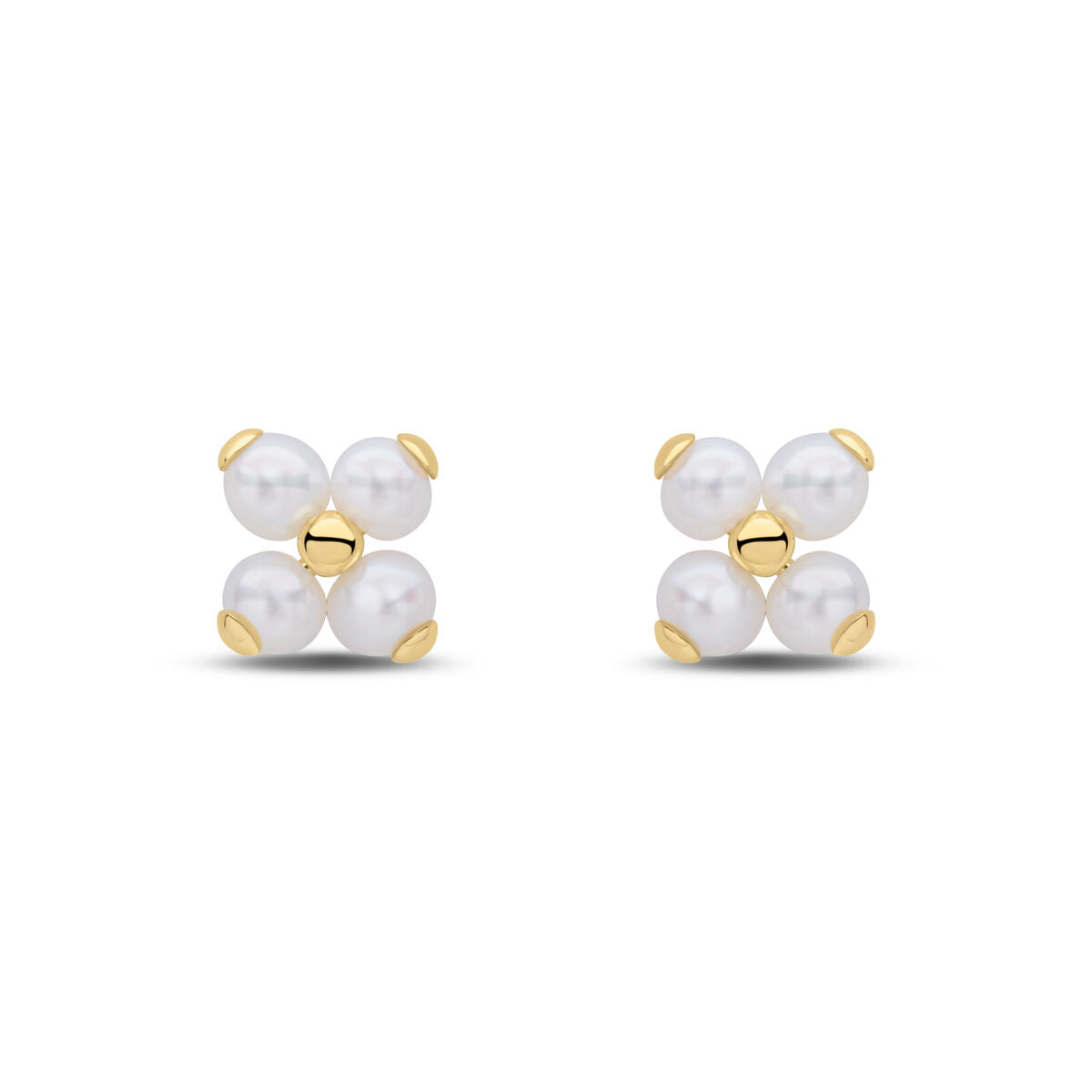 9ct Gold Cultured Freshwater Pearl Cluster Stud Earrings