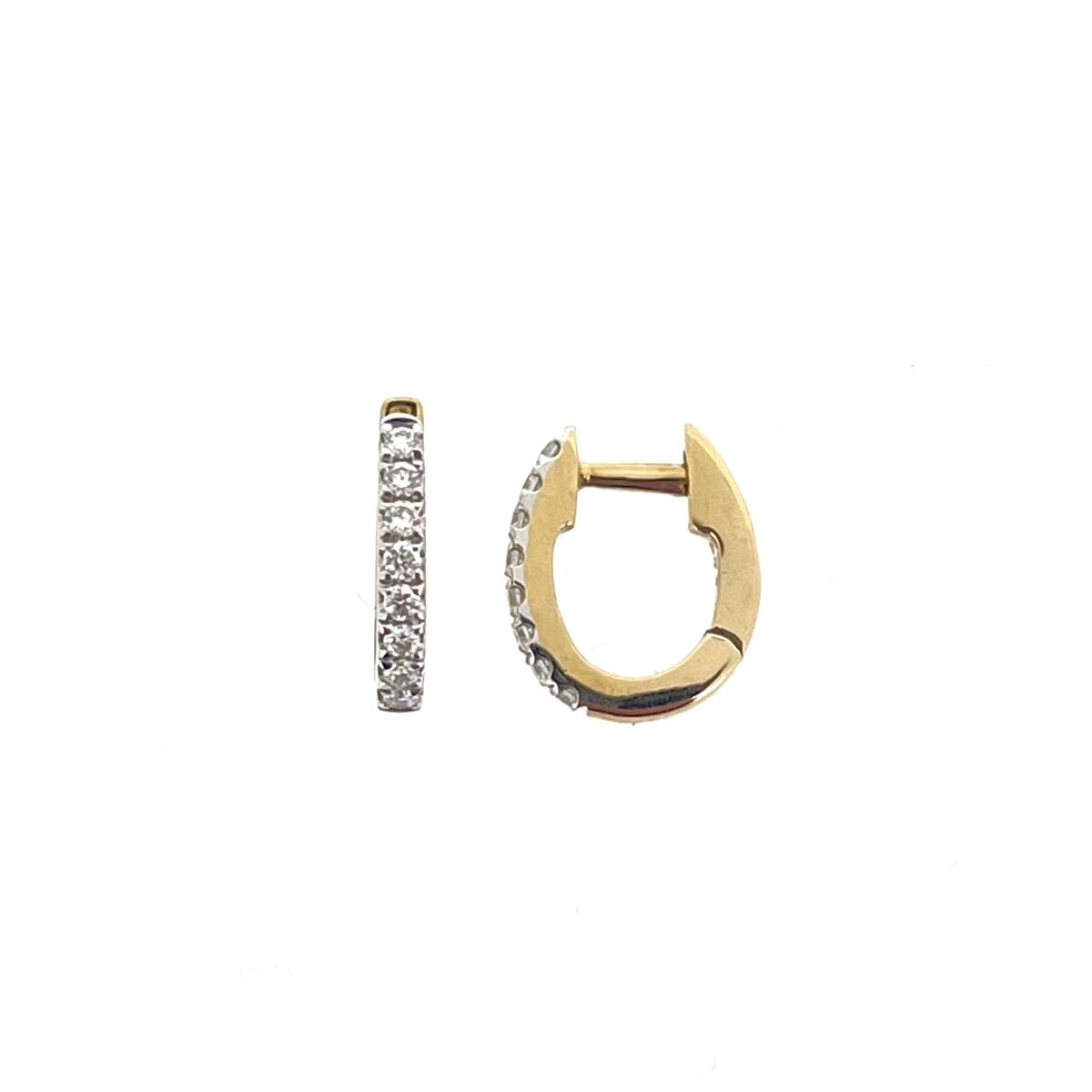 9ct Gold Claw Set Diamond Huggy Hoop Earrings