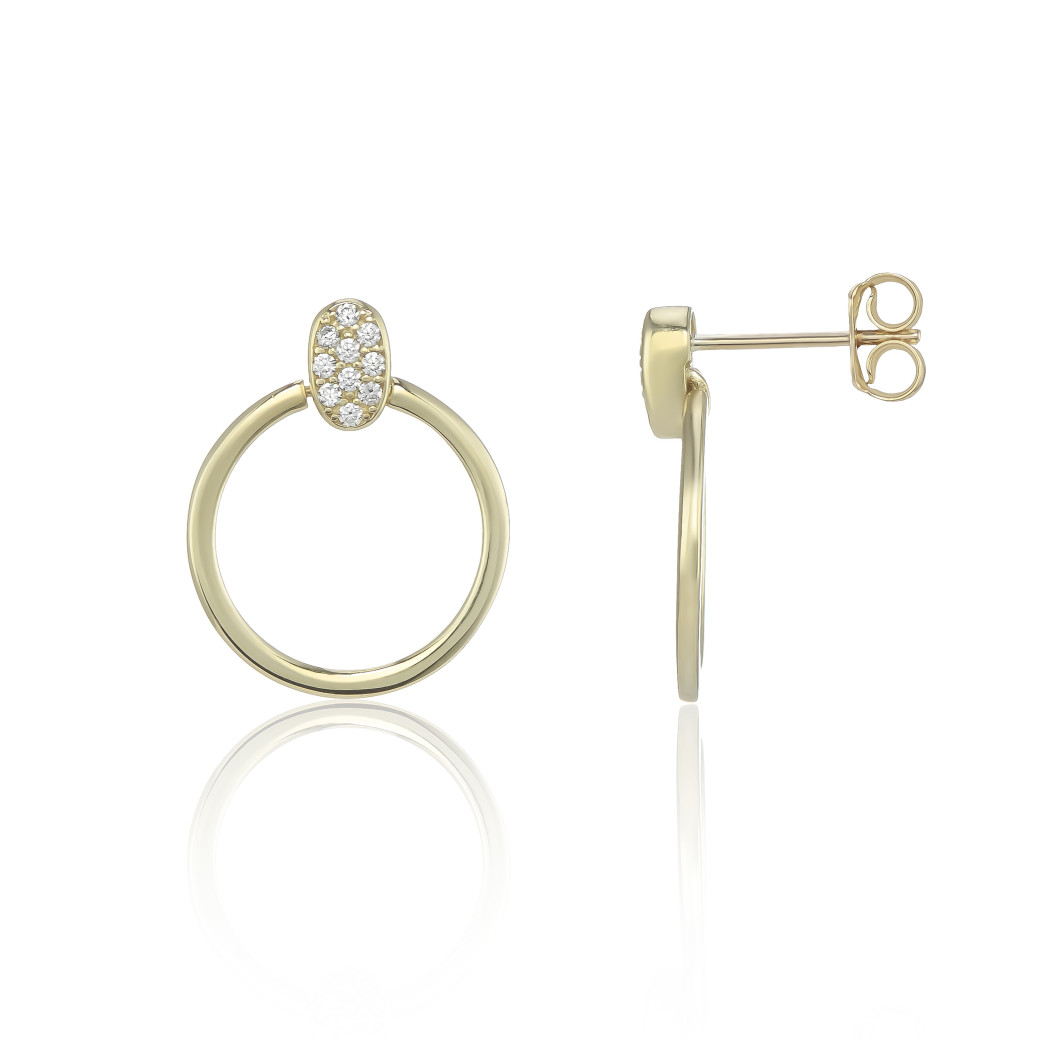 9ct Gold Cubic Zirconia Set Circle Drop Earrings