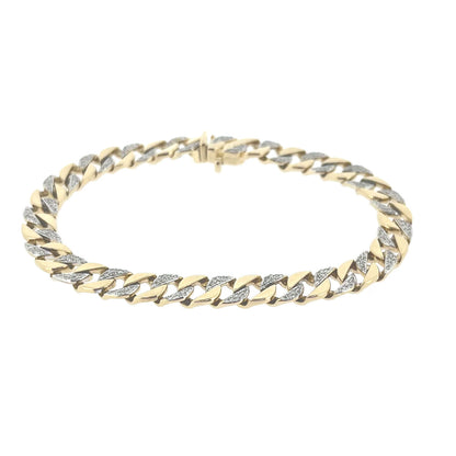 9ct Gold Diamond Set Curb Link Bracelet