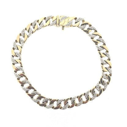 9ct Gold Diamond Set Curb Link Bracelet