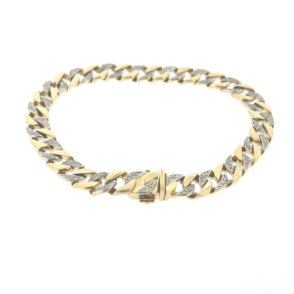9ct Gold Diamond Set Curb Link Bracelet