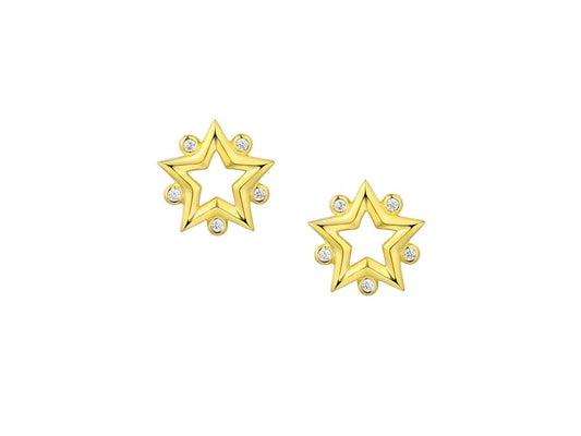 9ct Gold Diamond Set Openwork Star Stud Earrings