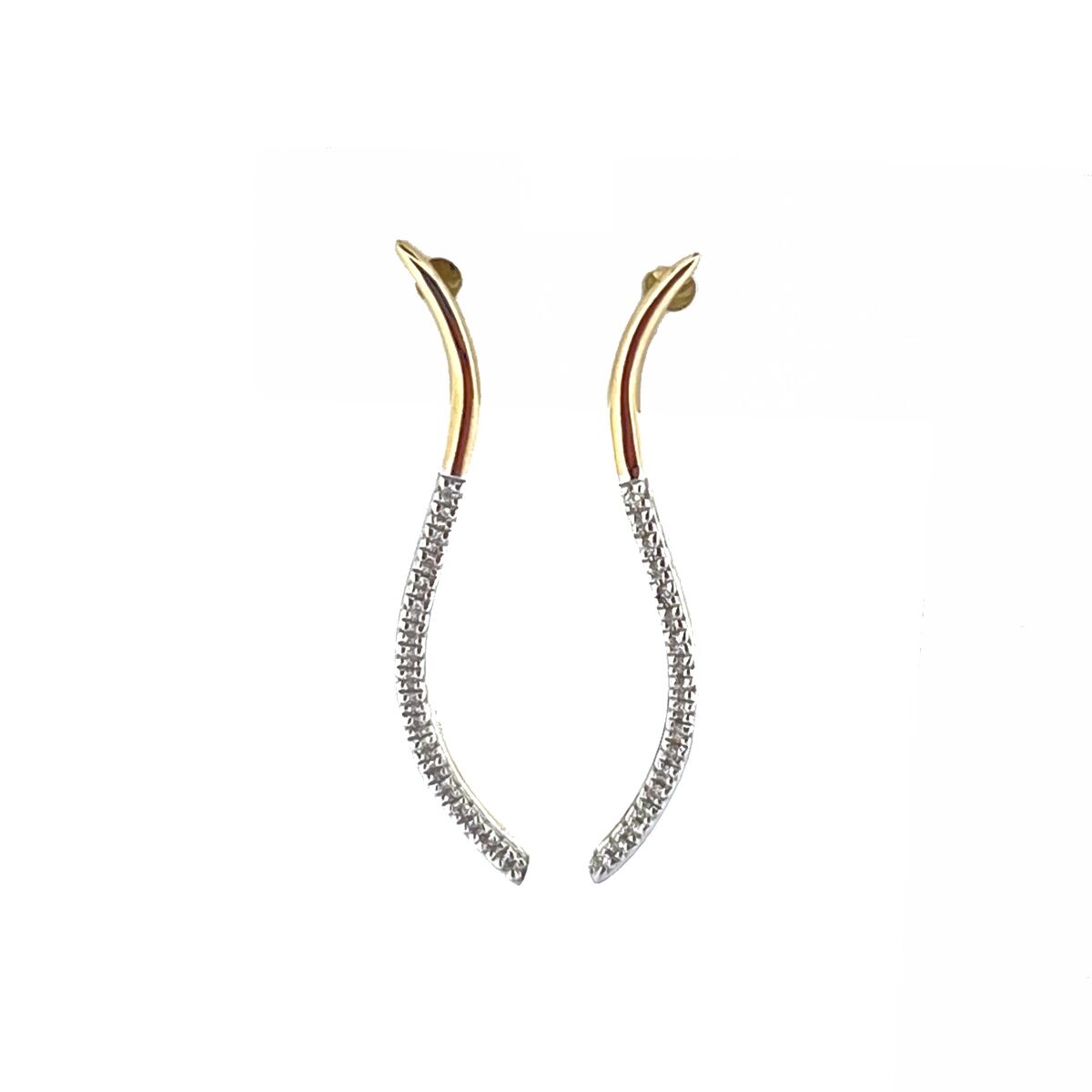 9ct Gold Diamond Set Wave Drop Earrings