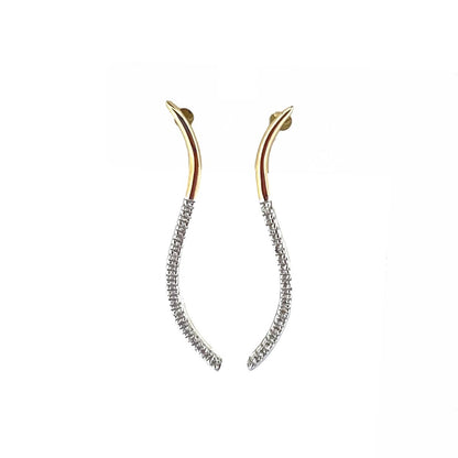 9ct Gold Diamond Set Wave Drop Earrings