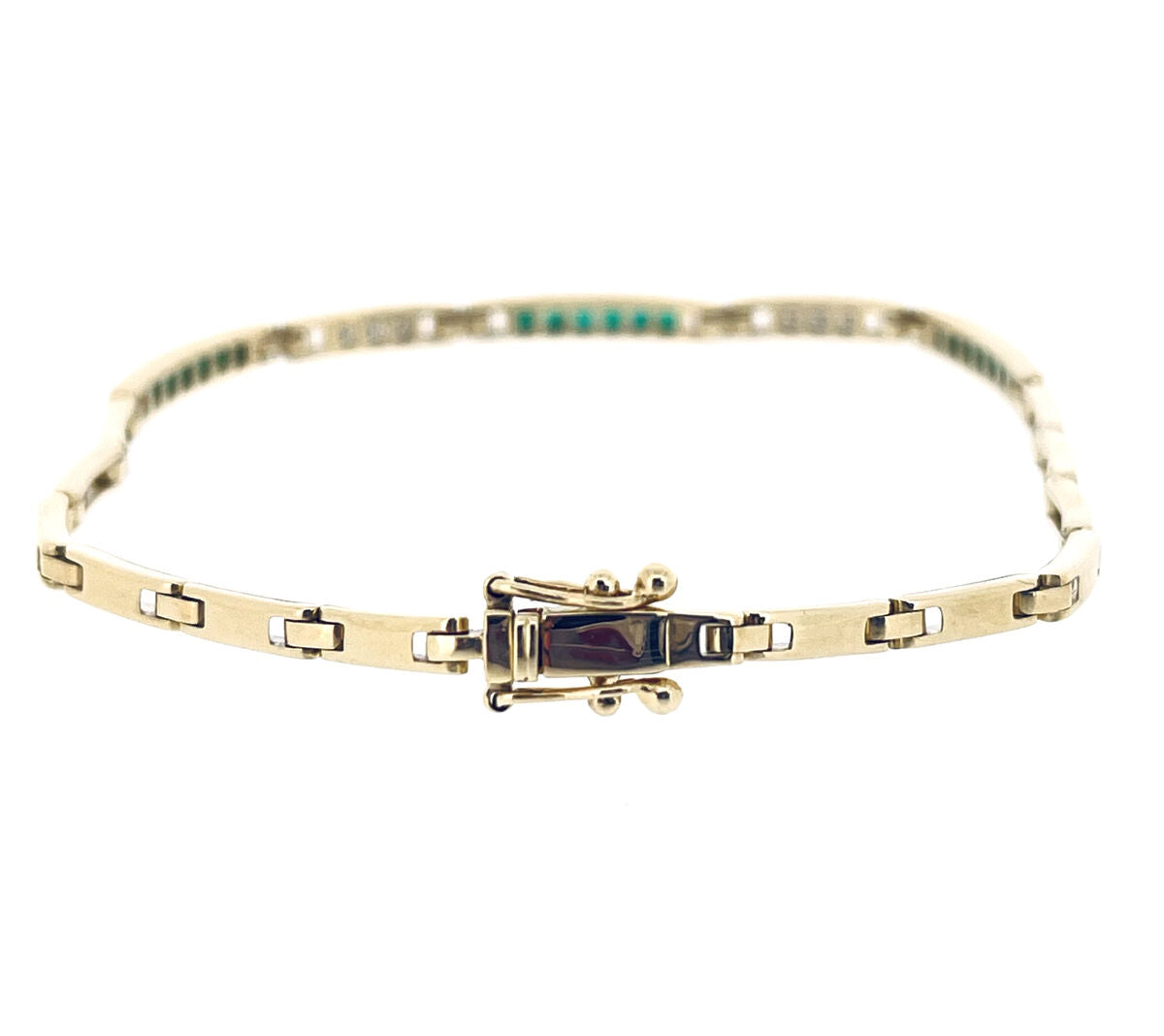 9ct Gold Emerald & Diamond Set Bracelet