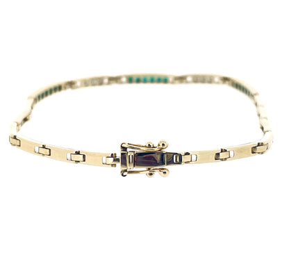 9ct Gold Emerald & Diamond Set Bracelet