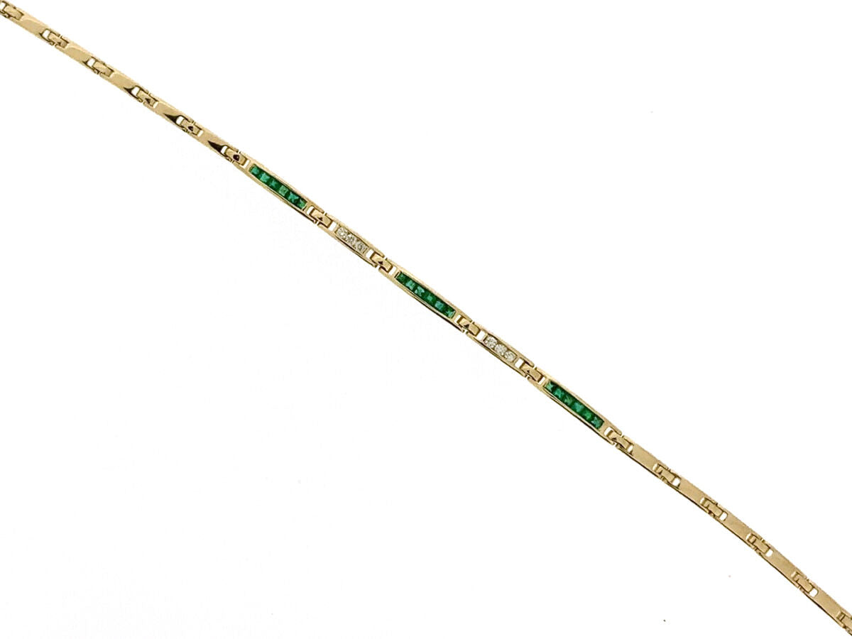 9ct Gold Emerald & Diamond Set Bracelet