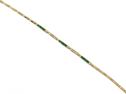 9ct Gold Emerald & Diamond Set Bracelet