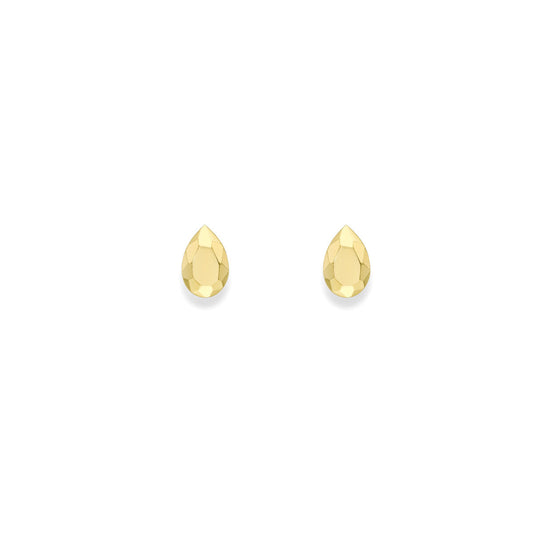 9ct Gold Faceted Pear Shape Stud Earrings