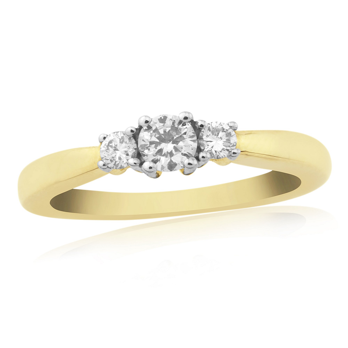 9ct Gold Graduated Three Stone Diamond 0.33ct Claw Set Trilogy Ring