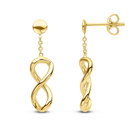9ct Gold Infinity & Chain Drop Earrings