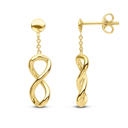 9ct Gold Infinity & Chain Drop Earrings