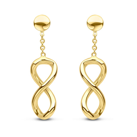 9ct Gold Infinity & Chain Drop Earrings