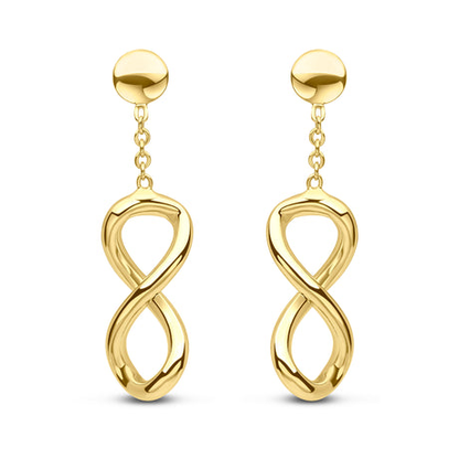 9ct Gold Infinity & Chain Drop Earrings