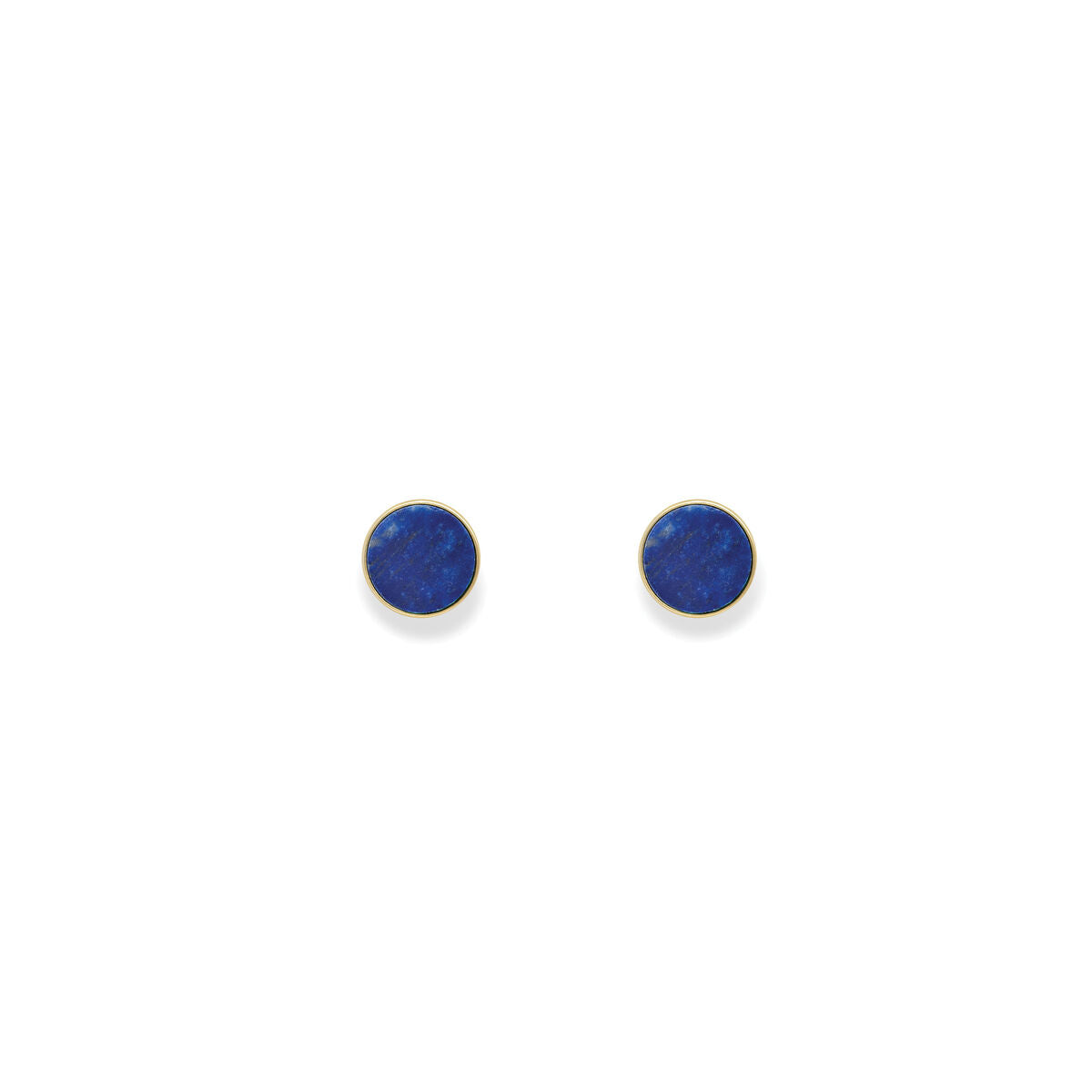 9ct Gold Lapis Lazuli Set Round Stud Earrings