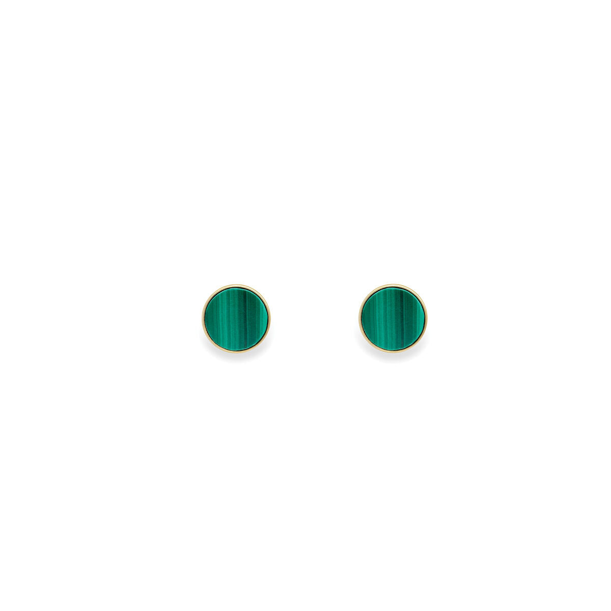 9ct Gold Malachite Set Round Stud Earrings