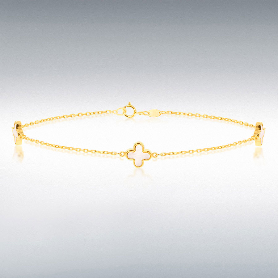 9ct Gold Mother of Pearl Set Flower Petal Bracelet