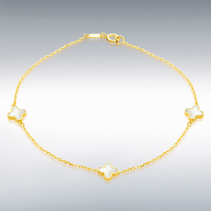 9ct Gold Mother of Pearl Set Flower Petal Bracelet
