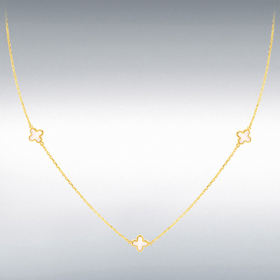 9ct Gold Mother of Pearl Set Flower Petal Necklace