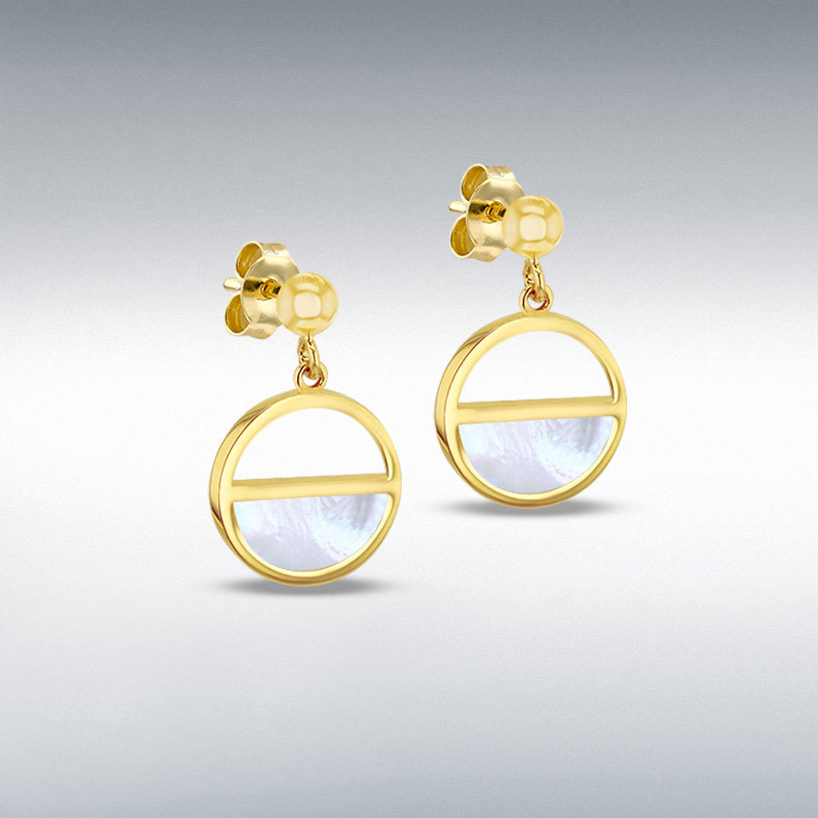 9ct Gold Mother of Pearl Set Semi-Circular Drop Earrings