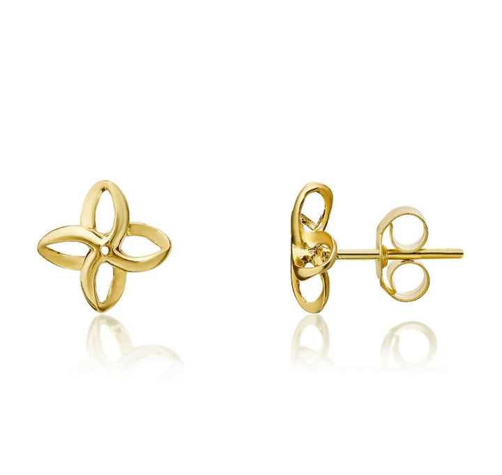 9ct Gold Openwork Flower Design Stud Earrings