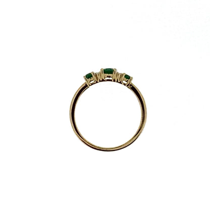 9ct Gold Oval Emerald & Diamond Set Dress Ring