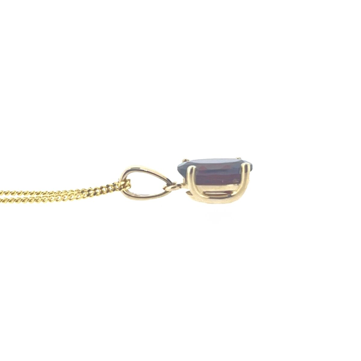 9ct Gold Oval Garnet Claw Set Pendant Necklace