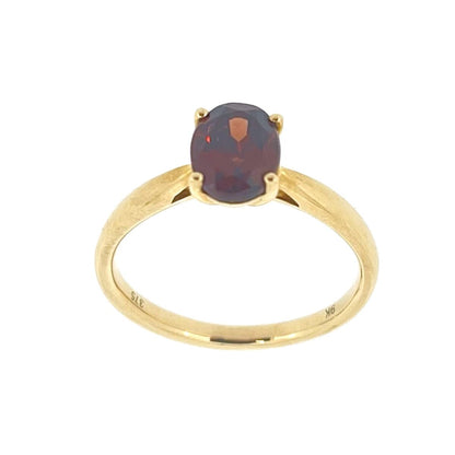 9ct Gold Oval Garnet Claw Set Solitaire Ring