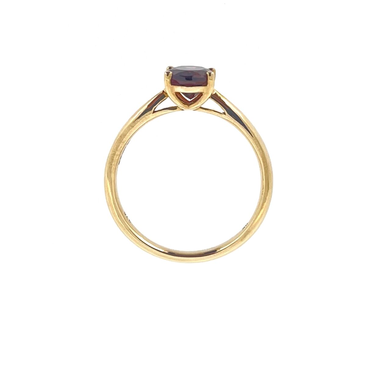 9ct Gold Oval Garnet Claw Set Solitaire Ring