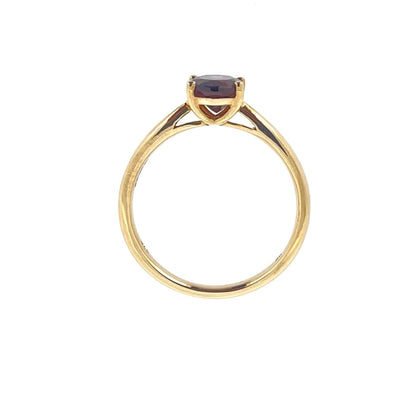 9ct Gold Oval Garnet Claw Set Solitaire Ring