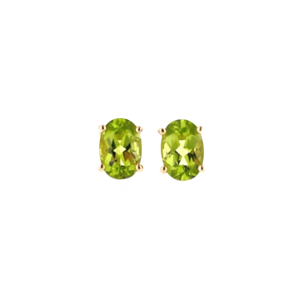 9ct Gold Oval Peridot Claw Set Stud Earrings