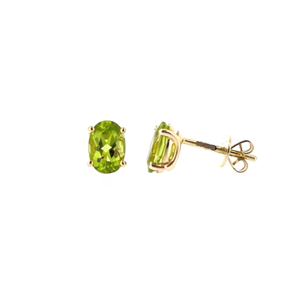 9ct Gold Oval Peridot Claw Set Stud Earrings