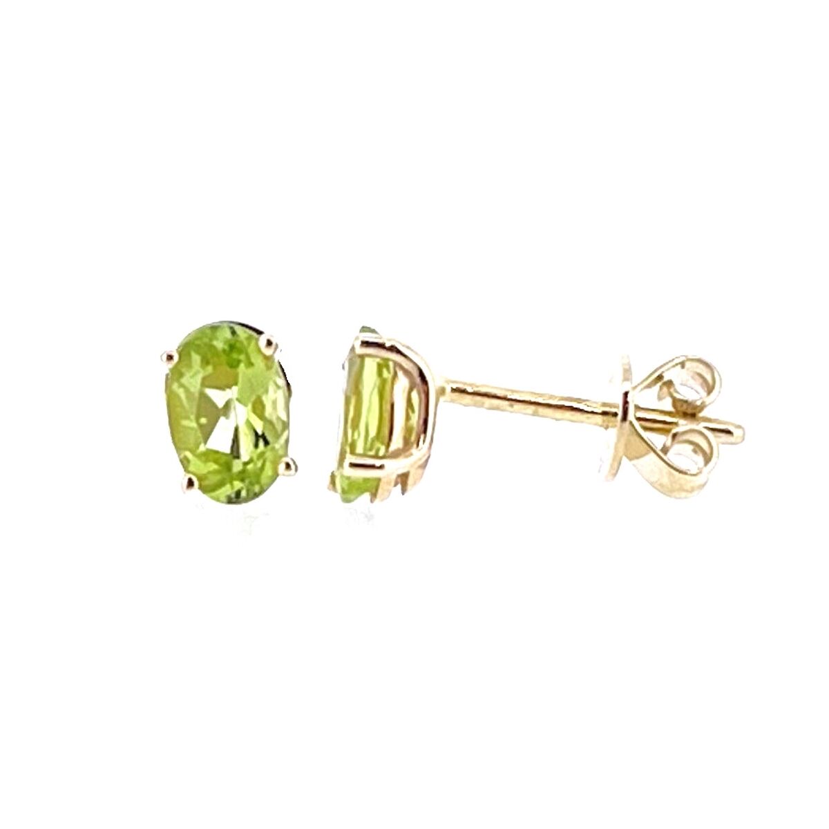 9ct Gold Oval Peridot Claw Set Stud Earrings