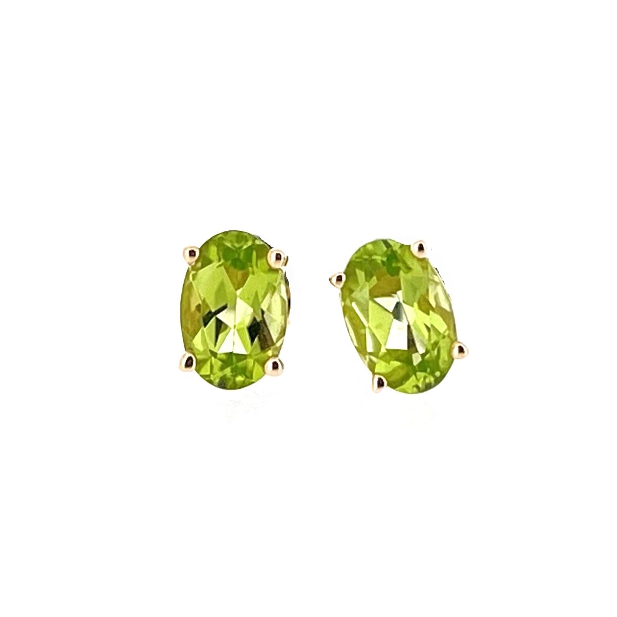 9ct Gold Oval Peridot Claw Set Stud Earrings