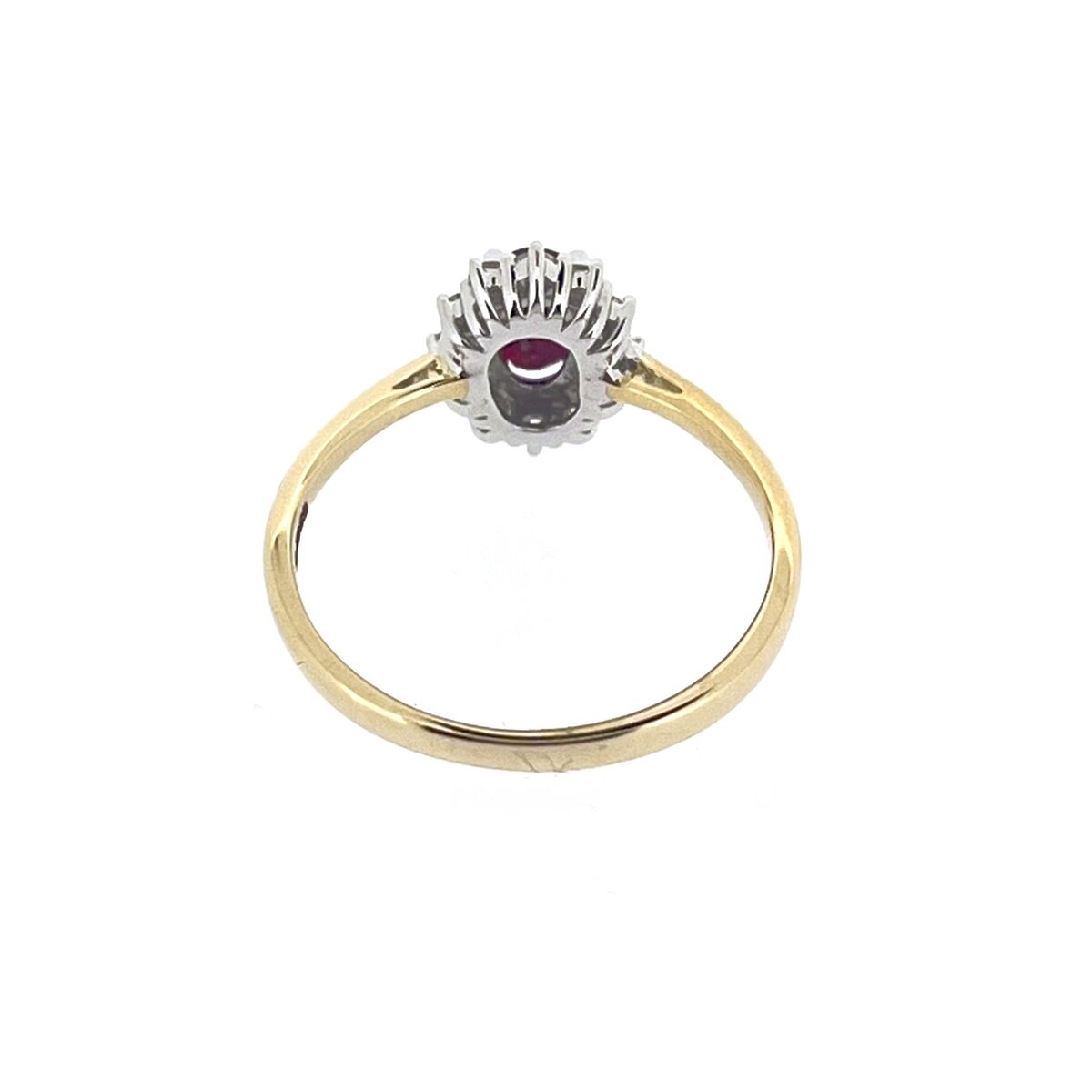 9ct Gold Oval Ruby & Diamond Set Cluster Ring