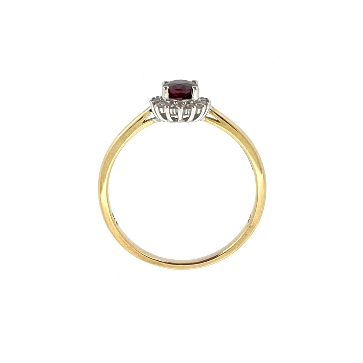 9ct Gold Oval Ruby & Diamond Set Cluster Ring