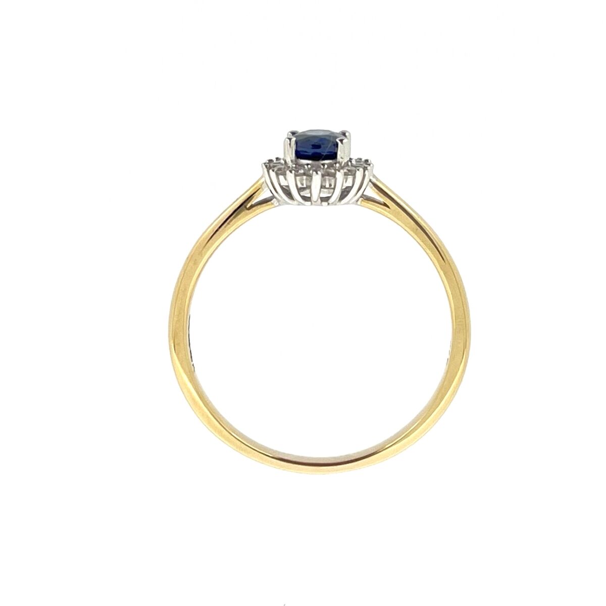 9ct Gold Oval Sapphire & Diamond Set Cluster Ring