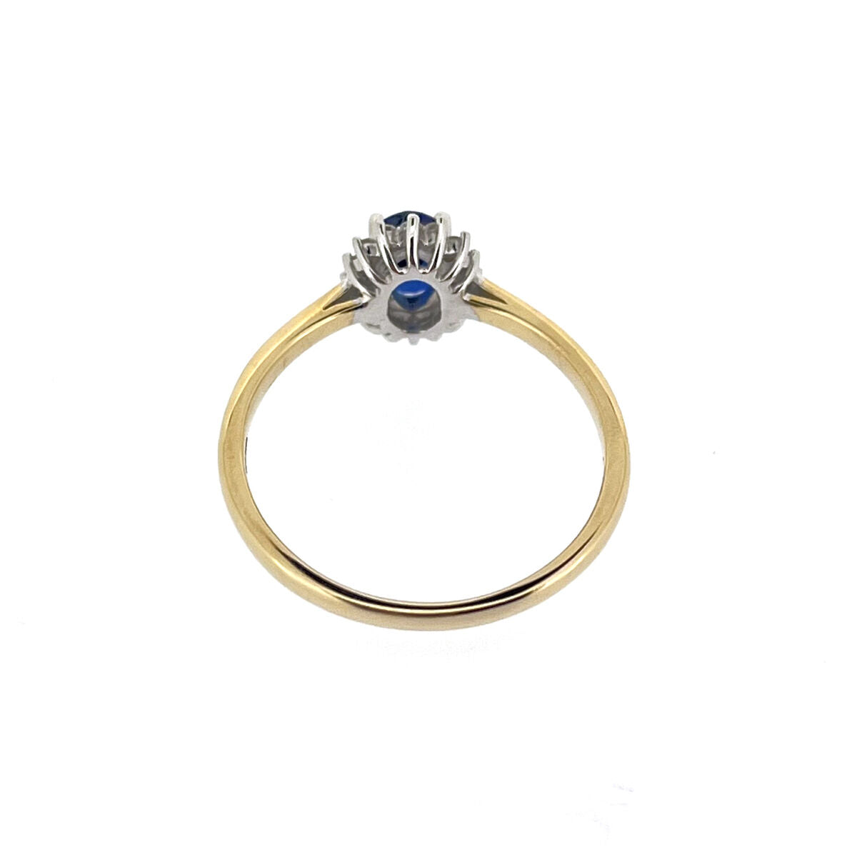 9ct Gold Oval Sapphire & Diamond Set Cluster Ring
