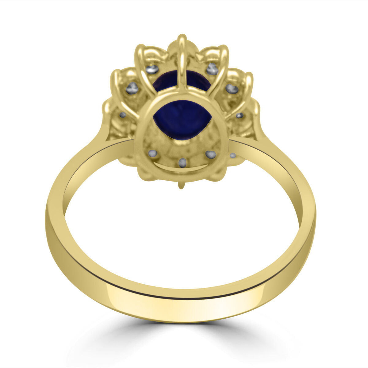 9ct Gold Oval Sapphire & Diamond Set Cluster Ring