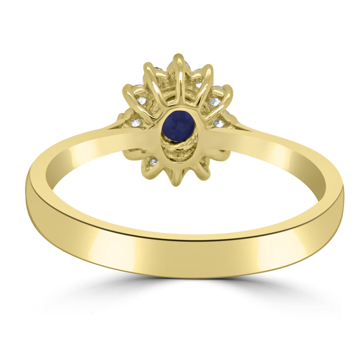9ct Gold Oval Sapphire & Diamond Set Cluster Ring