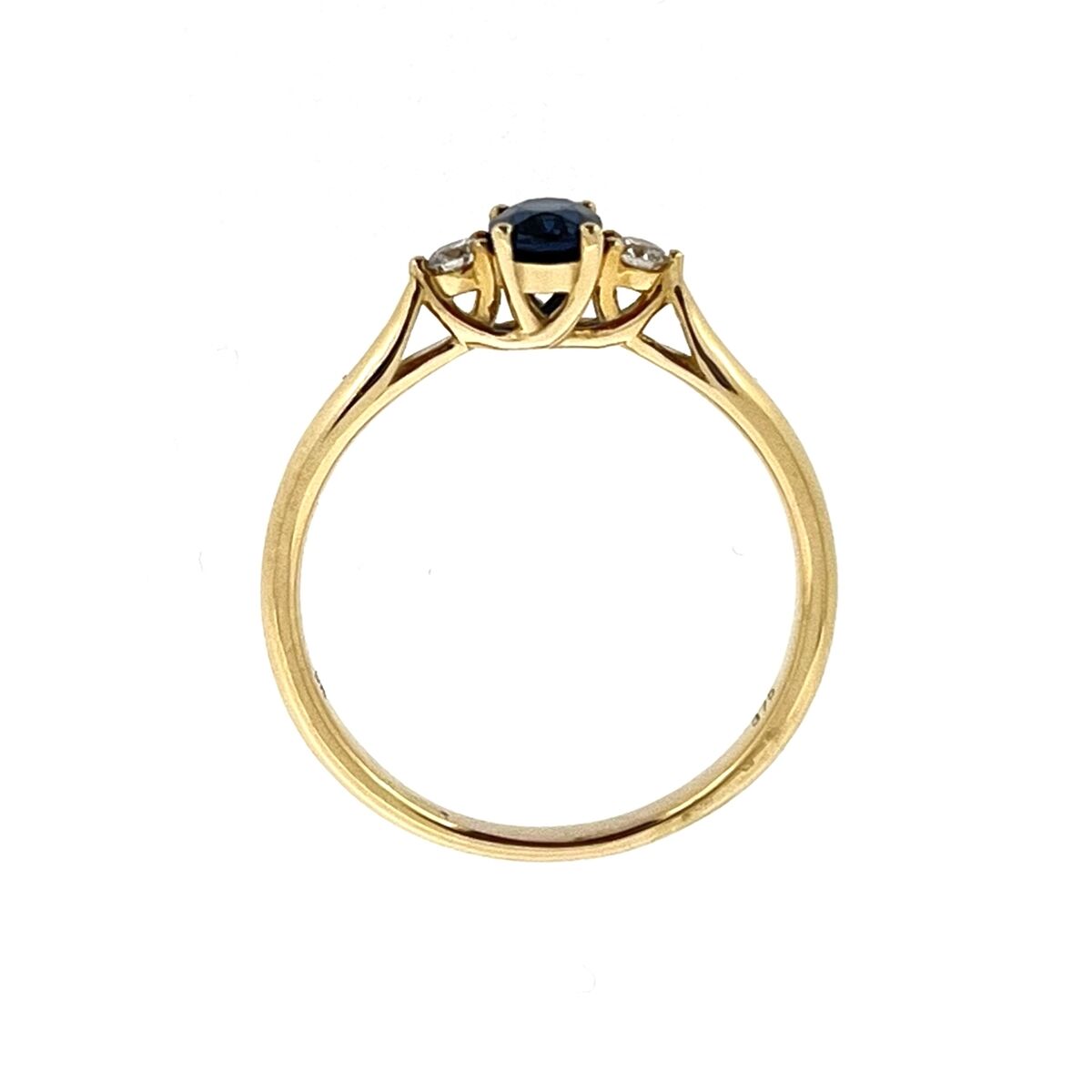9ct Gold Oval Sapphire & Diamond Set Three Stone Trilogy Ring