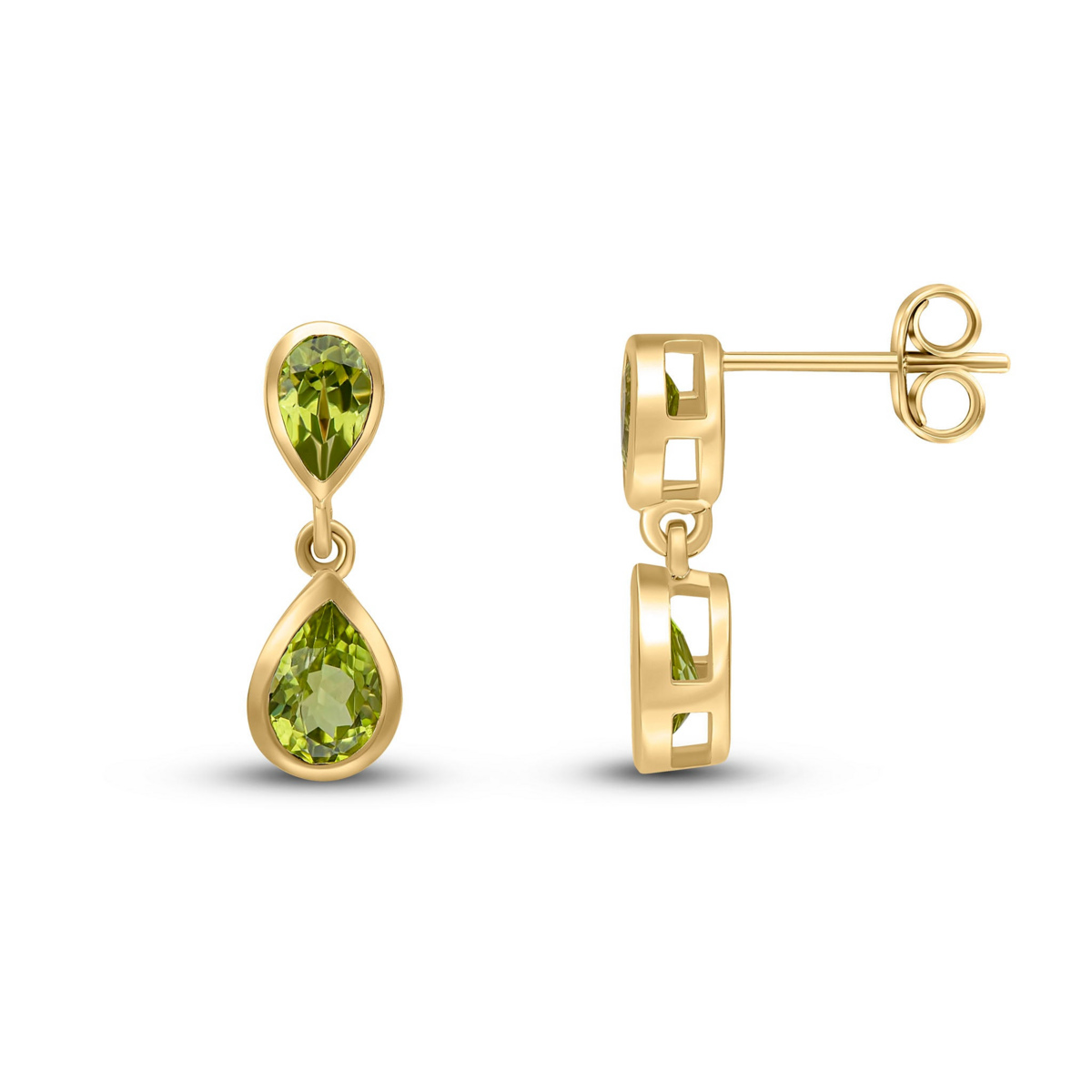 9ct Gold Pear-Shaped Peridot Double Drop Earrings
