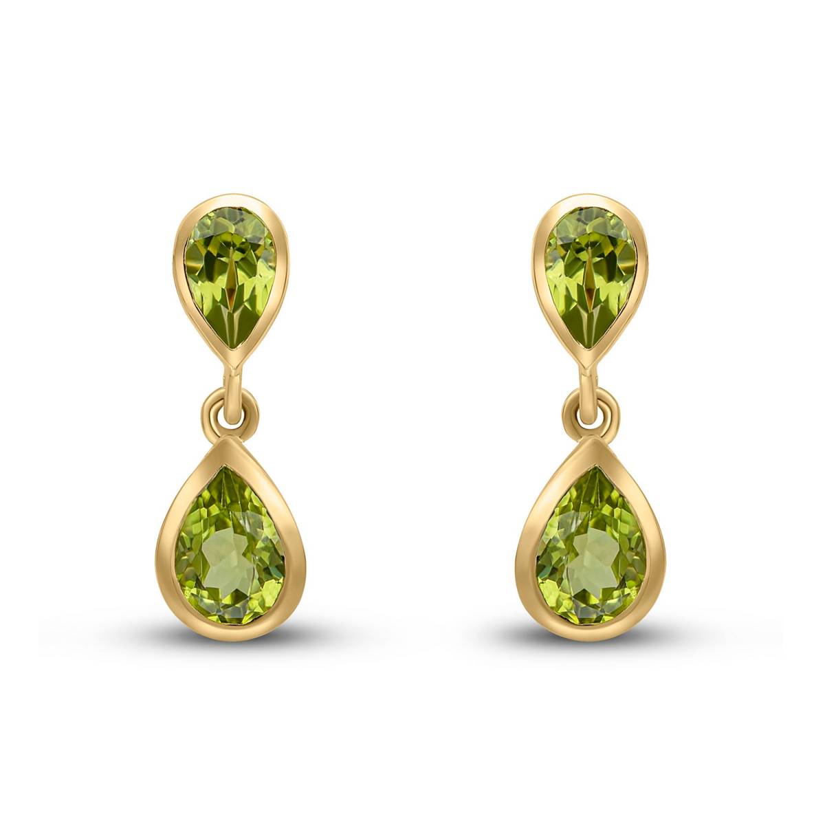 9ct Gold Pear-Shaped Peridot Double Drop Earrings