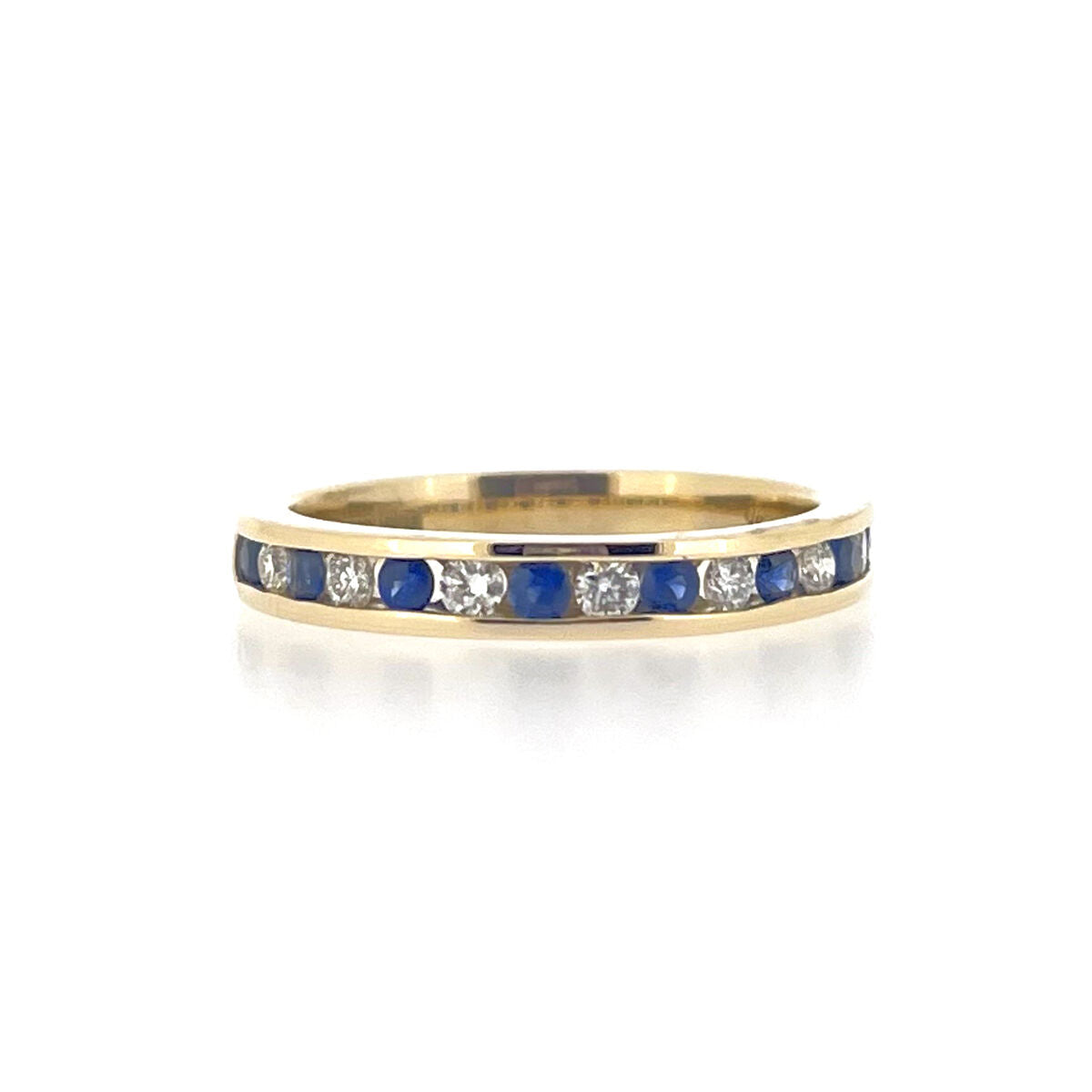 9ct Gold Sapphire & Diamond Channel Set Half Eternity Ring