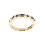 9ct Gold Sapphire & Diamond Channel Set Half Eternity Ring