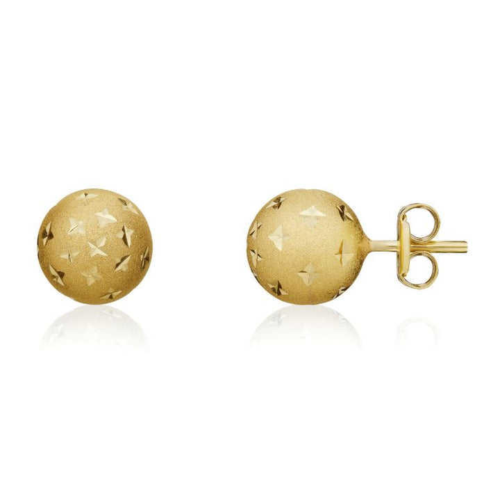 9ct Gold Satin Star Ball Stud Earrings (8mm)