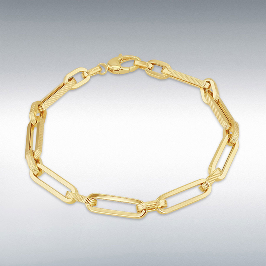 9ct Gold Square Profile Oval Link Design Bracelet