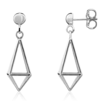 9ct White Gold 3D Wire Kite Drop Earrings